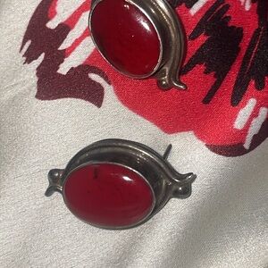 Vintage Red Clip-On Earrings